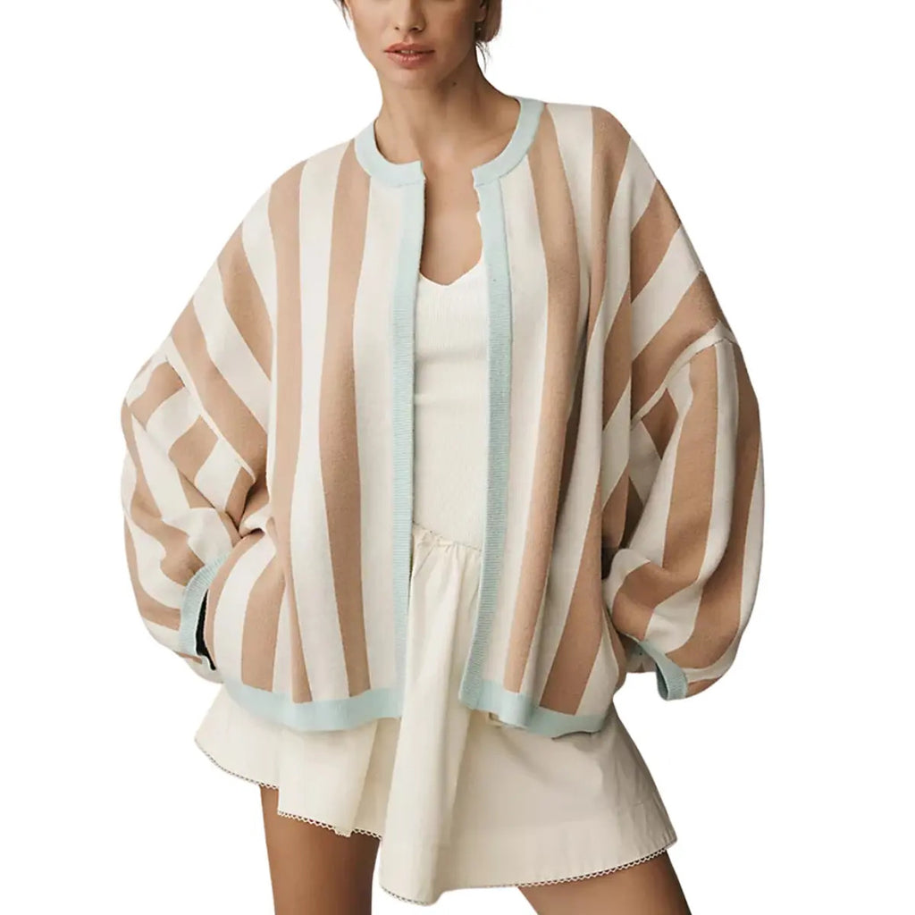 Women's Oversized Striped Knit Cardigan