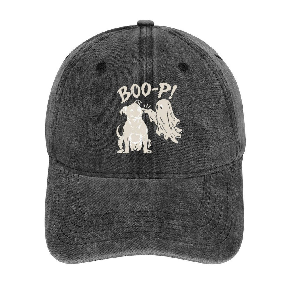 BOO-P Halloween dog and ghost graphic baseball cap in Charcoal