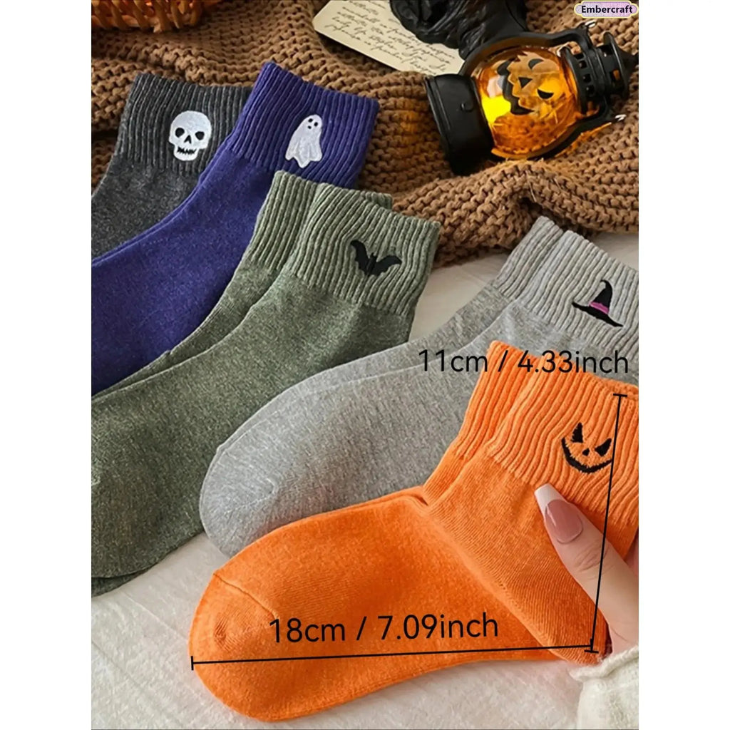 Viral Cute Halloween Socks for Women,5 Pairs Cozy Novelty Crew Socks Set