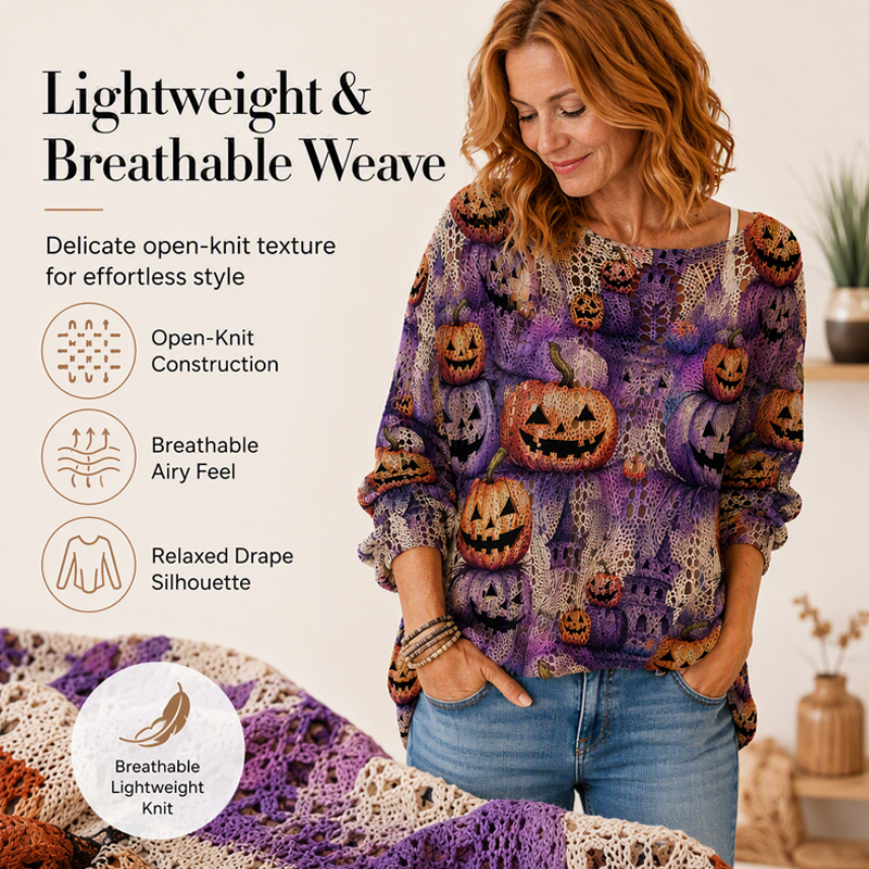 Women's Halloween Loose Fit Batwing Knit Sweater