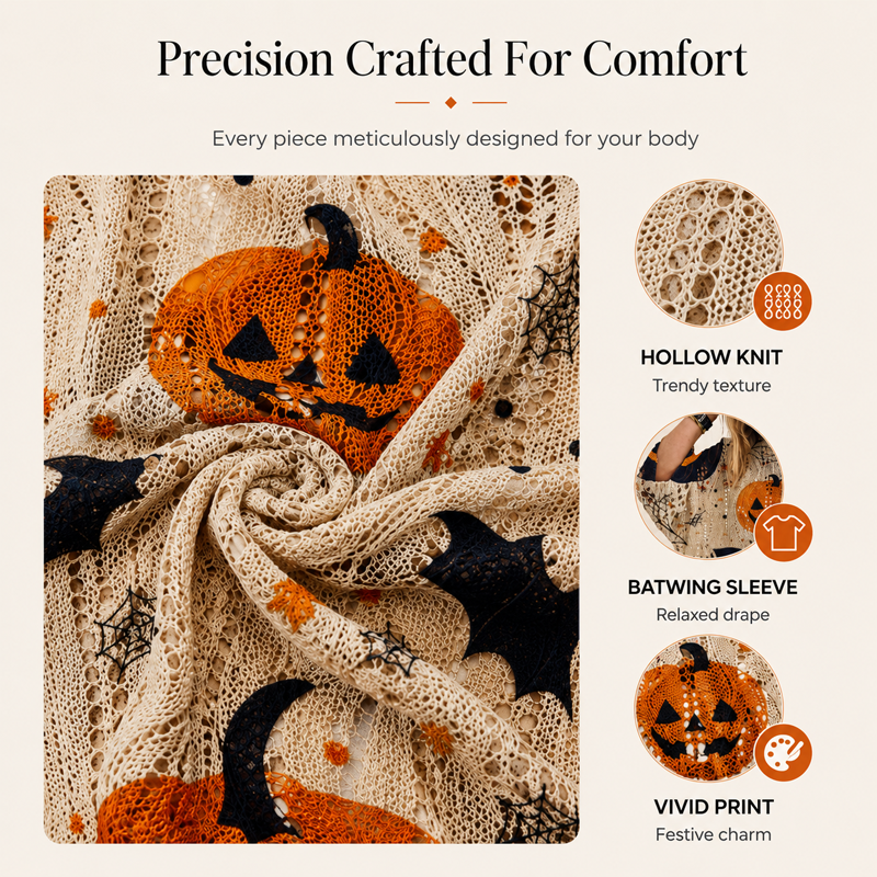 Women's Halloween Loose Fit Batwing Knit Sweater