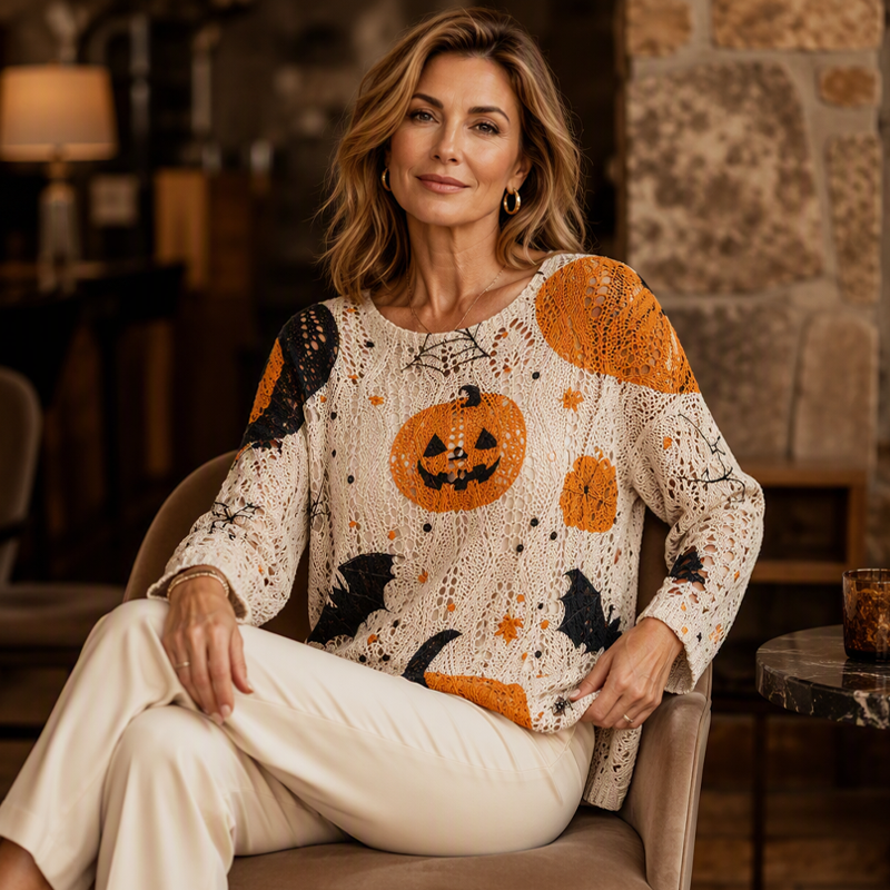 Women's Halloween Loose Fit Batwing Knit Sweater