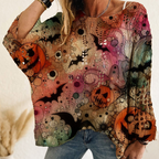 Women's Halloween Loose Fit Batwing Knit Sweater